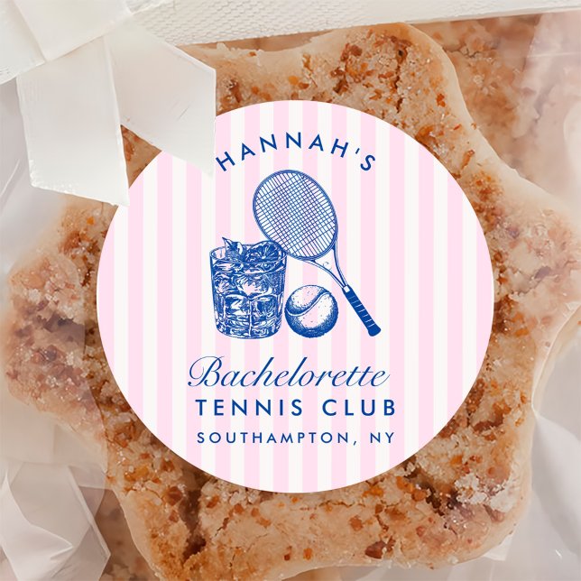 Adesivo Redondo Retro Pink Último Balanço Antes do Ringue de Ténis (Criador carregado)