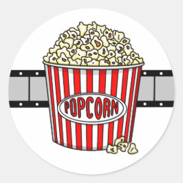 Adesivo Redondo Retro Popcorn e Filme