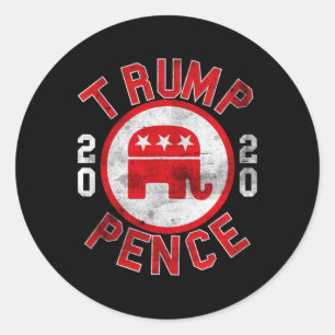 Adesivo Redondo Retro Pro-trump Pence Republicano Elefante Faça Li