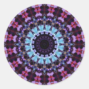 Adesivo Redondo Retro Psicélico Mandala Trippy Hippie Boho