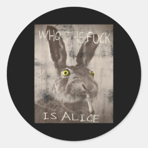 Adesivo Redondo Retro Quem É O Pé É O Coelho Engraçado Da Alice