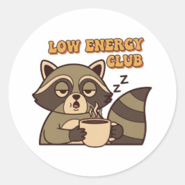 Adesivo Redondo Retro Raccoon Low Energy Club Vinyl Sticker