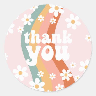 Adesivo Redondo Retro Rainbow Groovy One Daisy