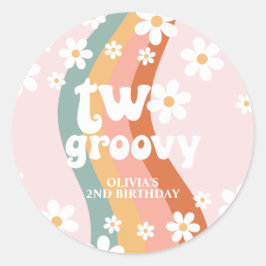 Adesivo Redondo Retro Rainbow Two Groovy Daisy