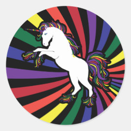Adesivo Redondo Retro Rainbow Unicorn