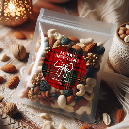 Adesivo Redondo Retro Red Plaid Whimsical Christmas