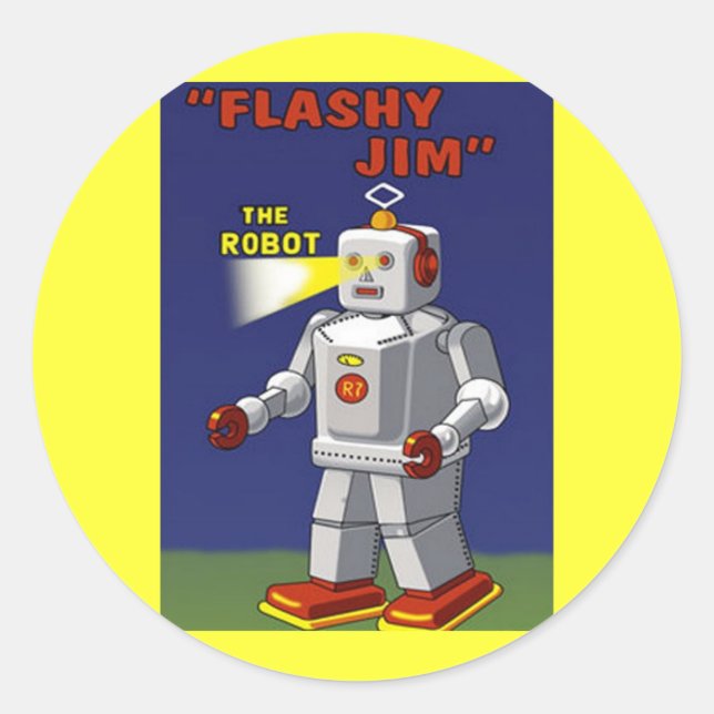 ADESIVO REDONDO RETRO ROBOT STICKER 2 (Frente)