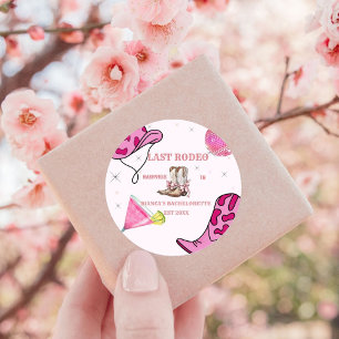 Adesivo Redondo Retro Rosa Disco Cowgirl Ocidental Despedida de So