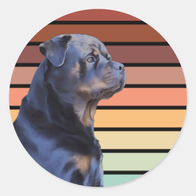 Adesivo Redondo Retro Rottweiler (Frente)
