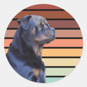 Adesivo Redondo Retro Rottweiler