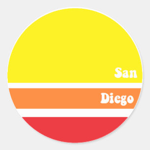 Adesivo Redondo Retro San Diego Sticker