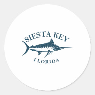 Adesivo Redondo Retro Siesta Key Florida Vintage Barco de Pesca