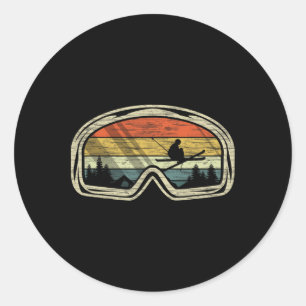 Adesivo Redondo Retro Ski Goggles Montanha Neve Inverno Presente