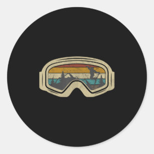 Adesivo Redondo Retro Ski Goggles Mountain Snow Férias de inverno