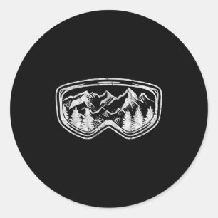 Adesivo Redondo Retro Ski Snowboard Goggles Gift Skit Snow Winte