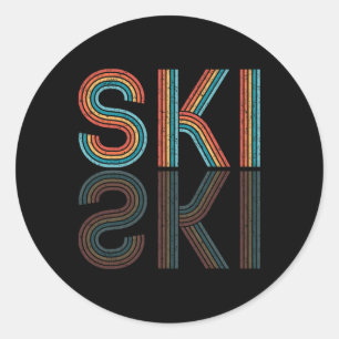 Adesivo Redondo Retro Ski Vintage 80s 90s Homens do Esportes de In