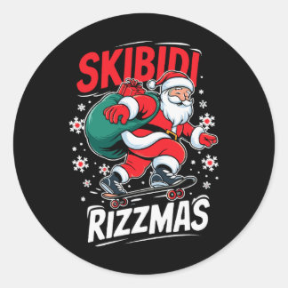 Adesivo Redondo Retro Skibidi Rizzmas Funny Santa Clause Skause B