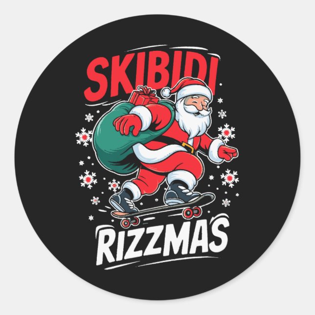 Adesivo Redondo Retro Skibidi Rizzmas Funny Santa Clause Skause B (Frente)