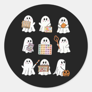Adesivo Redondo Retro Slp Ghost Halloween Terapia De Fala Autumn F