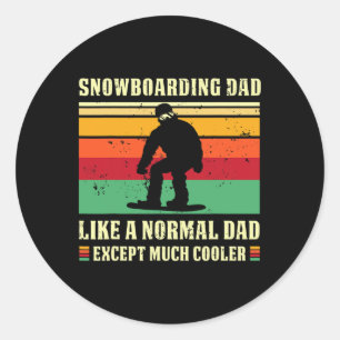 Adesivo Redondo Retro Snowboard Pai Vintage Snowboarder Papa Sn