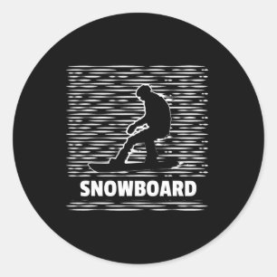 Adesivo Redondo Retro Snowboard Snowboard Snowboarder Winter Sport