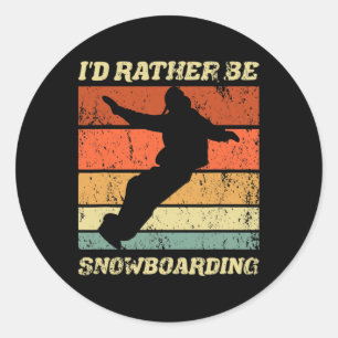 Adesivo Redondo Retro Snowboarder Embarque de inverno Eu Preferenc