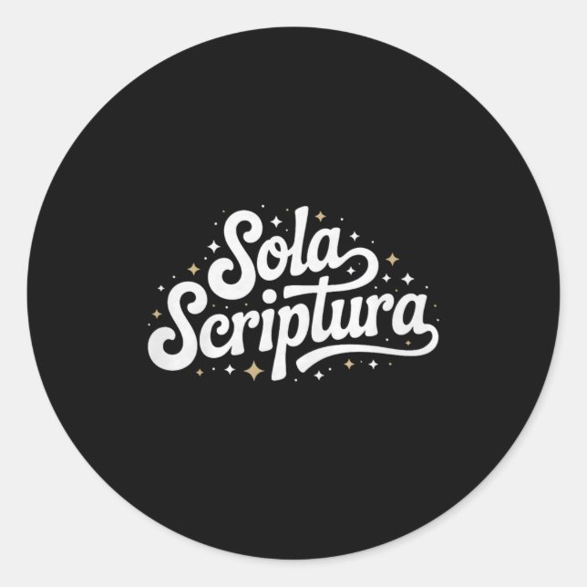 Adesivo Redondo Retro Sola Scriptura Reformed Christian Theology D (Frente)