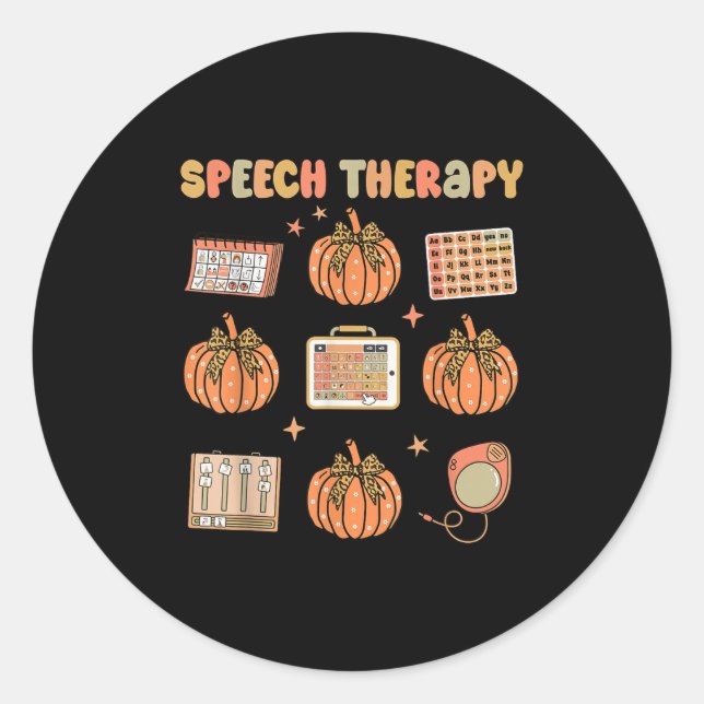 Adesivo Redondo Retro Speech Therapy Slp Fall Pumpkin Speech Thera (Frente)