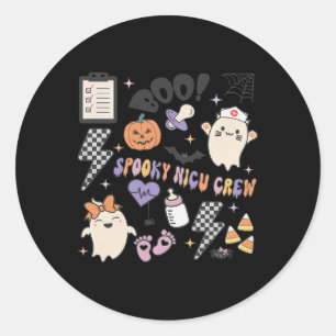 Adesivo Redondo Retro Spooky Nicu Enfermeira Halloween Chupkin Gho