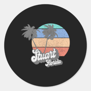Adesivo Redondo Retro Stuart Flórida Fl Vintage Praia Surf Para Ho