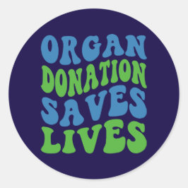 Adesivo Redondo Retro Style Organ Donation Saves Lives Sticker