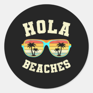 Adesivo Redondo Retro Summer Hola Pega Férias De Praia Engraçadas 