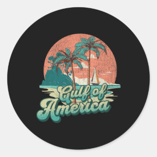 Adesivo Redondo Retro Sunset Beach Vibes - Golfo Dos Eua
