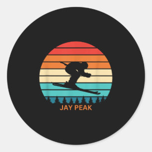 Adesivo Redondo Retro Sunset Jay Peak Vermont Skiier