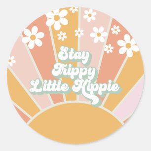 Adesivo Redondo Retro Sunshine Fique Tripado Pequeno Hippie floral