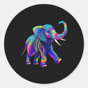Adesivo Redondo Retro Synthwave 80s 90s Elefante Tromba Acima Chak