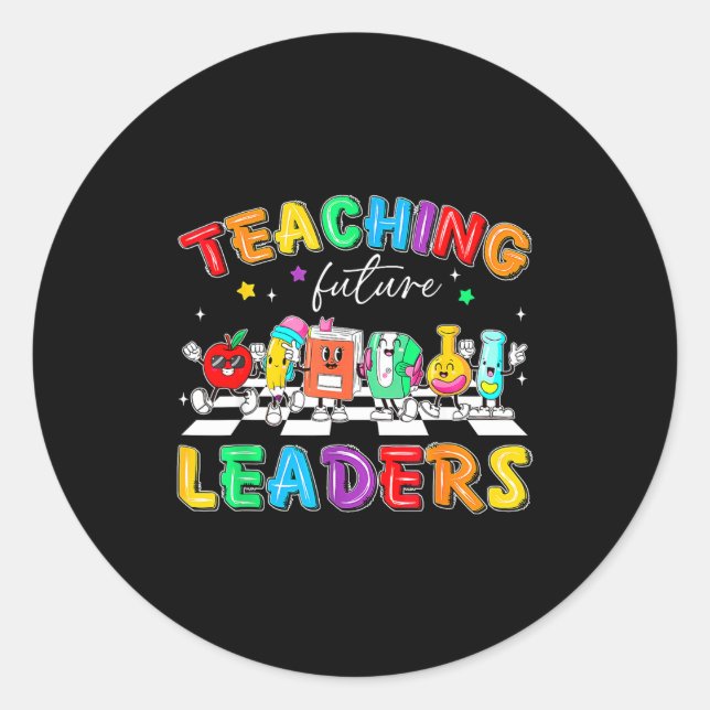 Adesivo Redondo Retro Teaching Future Leaders Groovy Teacher Back  (Frente)