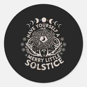 Adesivo Redondo Retro Tenha Um Solstício De Feliz Yule H