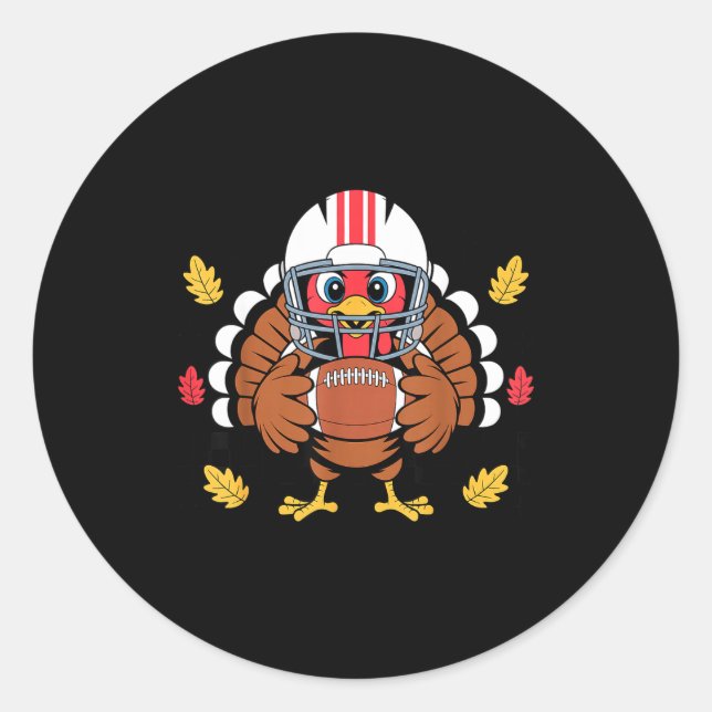 Adesivo Redondo Retro Thanksgiving Turkey Football Toddler Boys Ki (Frente)