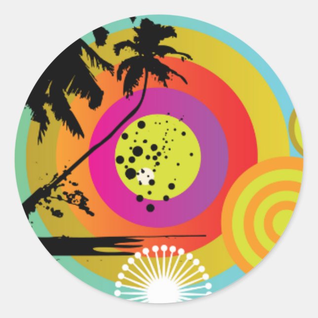 Adesivo Redondo Retro Tropix Business Stickers (Frente)