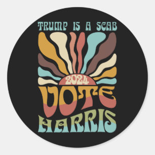 Adesivo Redondo Retro Trump É Um Carimbo Vote Harris Engraçado Har