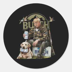 Adesivo Redondo Retro Trump Hunting Deer Funny Bebendo Beer Hunti