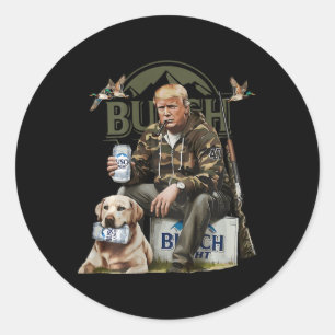 Adesivo Redondo Retro Trump Hunting Deer Funny Bebendo Beer Hunti