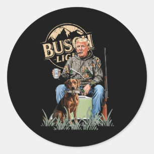 Adesivo Redondo Retro Trump Hunting Deer Funny Bebendo Beer Hunti
