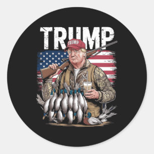 Adesivo Redondo Retro Trump Hunting Duck Hello Hunting Season UF