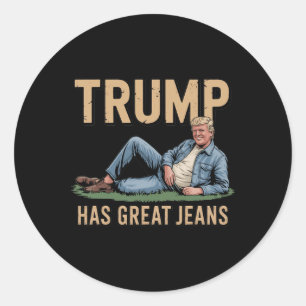 Adesivo Redondo Retro Trump Tem Grandes Calças Meme Divertido