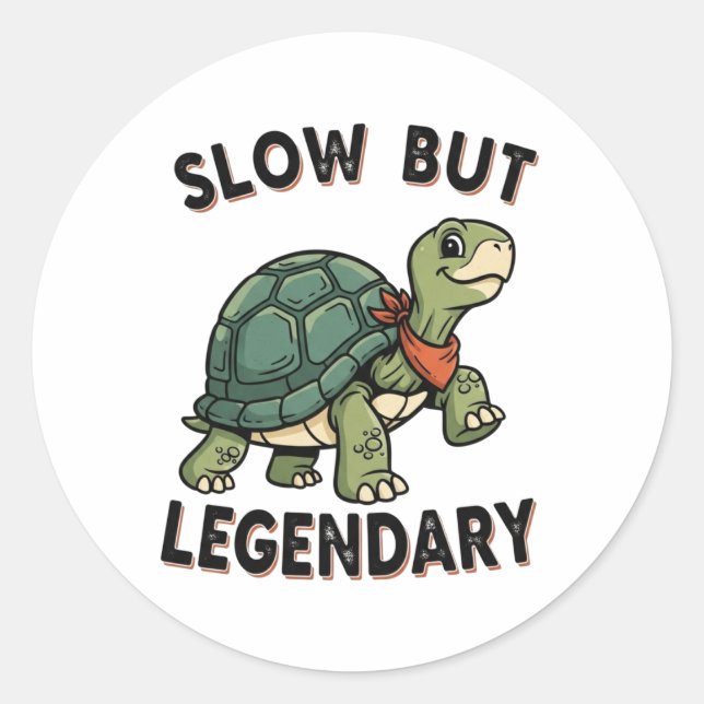 Adesivo Redondo Retro Turtle Legendary Quote Vinyl Sticker (Frente)