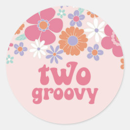 Adesivo Redondo Retro Two Groovy Floral Rosa