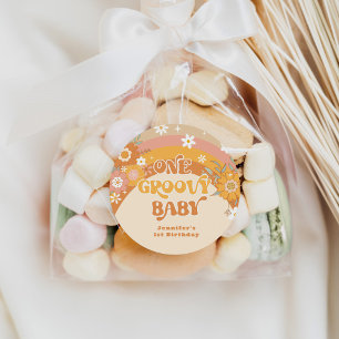 Adesivo Redondo Retro um aniversário de bebê muito fixe