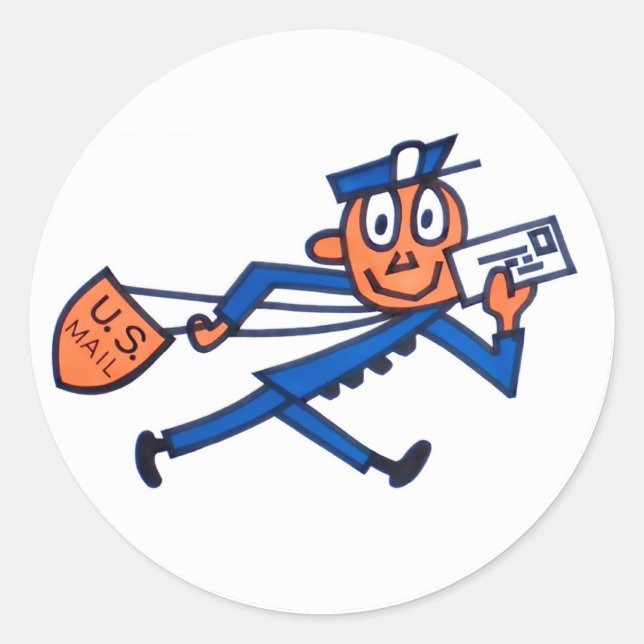 Adesivo Redondo Retro US Mail Carrier Cartoon sticker (Frente)